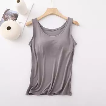 Женская майка с подкладкой на груди и широкими бретелями, универсальная верхняя одежда, нижнее белье, открывающее ключицы, без рукавов для лета Medium