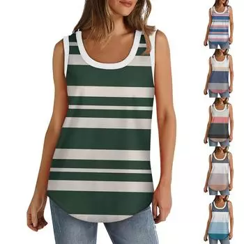 Женская майка с U-образным вырезом, базовые повседневные летние топы без рукавов с глубоким вырезом и принтом по бокам для женщин L