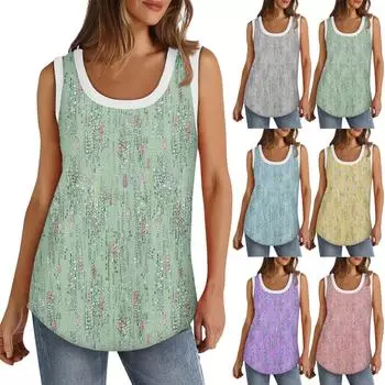 Женская майка с U-образным вырезом, базовые повседневные летние летние топы без рукавов с глубоким вырезом и принтом для женщин L серый