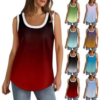 Женская майка с U-образным вырезом, базовые повседневные летние летние топы без рукавов с глубоким вырезом и принтом для женщин M