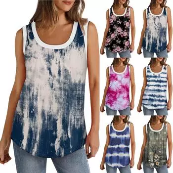 Женская майка с V-образным вырезом, базовые повседневные летние летние топы без рукавов с глубоким боковым вырезом и принтом для женщин M розовый