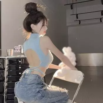 Женская майка с вырезами и ворсом, трикотажная майка без рукавов One Size