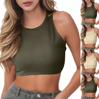 Женская майка с вырезом R Neck, базовая однотонная повседневная струящаяся летняя безрукавка с глубоким боковым вырезом для женщин XL