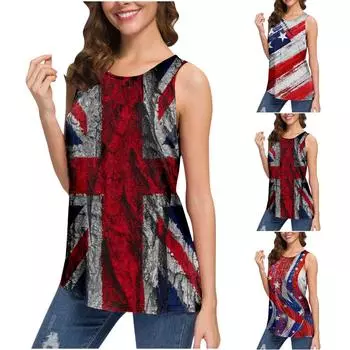 Женская майка со свободной спиной и круглым вырезом с принтом ко Дню независимости XXL красный