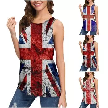 Женская майка со свободной спиной и круглым вырезом с принтом ко Дню независимости L чёрный