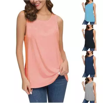 Женская майка со свободной спиной и круглым вырезом L чёрный