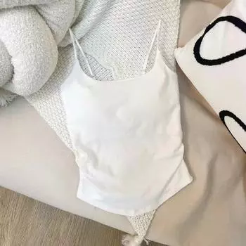 Женская майка-топ с открытой спиной, регулируемые бретели, с нагрудной подкладкой белый