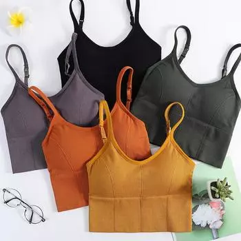 Женская майка-топ с V-образным вырезом, бесшовное нижнее белье, без косточек, спортивная майка для йоги и фитнеса со съемной подкладкой One Size белый