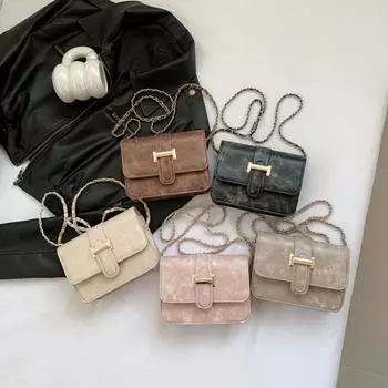 Женская маленькая квадратная сумка, модная сумка через плечо, сумка через плечо Niche Chain коричневый