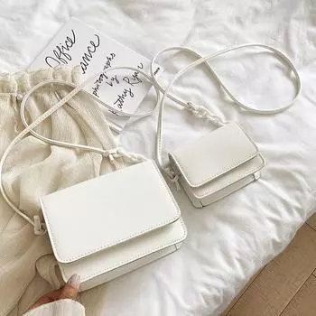 Женская маленькая квадратная сумка-тренд, новая универсальная сумка через плечо, модная однотонная женская сумка-мессенджер из искусственной кожи с цепочкой S