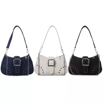 Женская маленькая сумка-цепочка Y2K, повседневная сумка для подмышек, крутая сумка для подмышек, женская сумка для поездок на работу синий