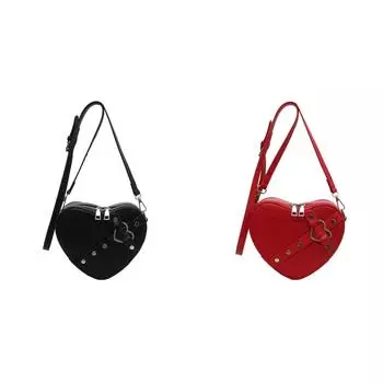 Женская маленькая сумка-хобо с заклепками в форме сердца из искусственной кожи, однотонная сумка для свиданий для девочек (черный)