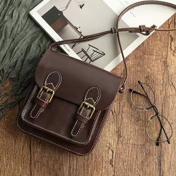 Женская маленькая сумка Johnature из литературной натуральной кожи, винтажная однотонная сумка-мессенджер из натуральной яловой кожи, сумки на плечо и через плечо чёрный