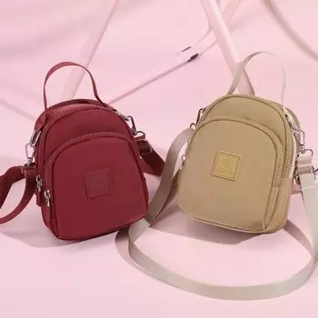 Женская маленькая сумка, нейлоновая сумка через плечо, однотонная сумка для матери красный
