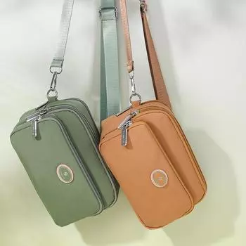 Женская маленькая сумка, однотонная сумка через плечо, нейлоновая квадратная сумка, сумка с несколькими карманами жёлтый