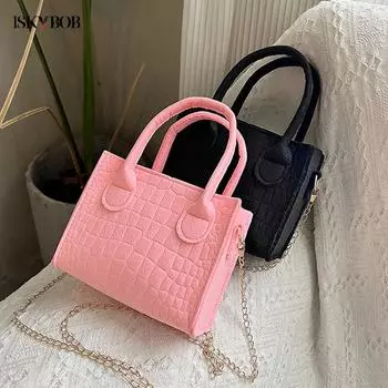 Женская маленькая сумка-тоут из фетра, популярная сумка через плечо с текстурой камня, модная женская маленькая квадратная сумка с цепочкой, сумка через плечо бежевый