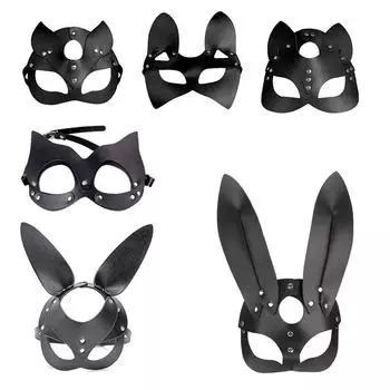 Женская Маскарадная страшная вечерние маска с кошачьими ушками, маска на Хэллоуин, маска для косплея, игрушки из искусственной кожи, эротические
