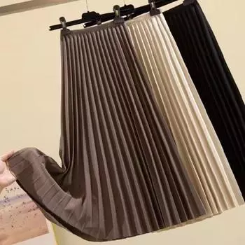 Женская макси-юбка, эластичная длинная юбка трапециевидной формы с высокой талией, однотонная плиссированная юбка с большим подолом, рабочая юбка для отдыха, рабочая одежда XL чёрный