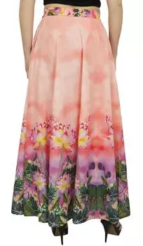Женская макси-юбка Bimba с персиковым цветочным принтом, летняя хлопковая юбка с эластичной резинкой на талии-L Large персиковый