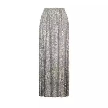 Женская макси-юбка с эластичной завышенной талией, блестящие пайетки, длинная юбка, уличный стиль, свободная юбка, вечерняя юбка M серебряный