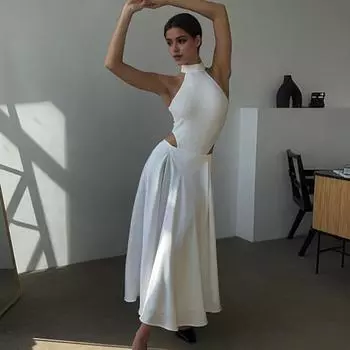 Женская макси-юбка шелковистое пятно, свободная эластичная высокая талия на молнии, трапециевидная форма, большие качели, плиссированные, однотонные, для свиданий, для путешествий, длинная юбка M хаки