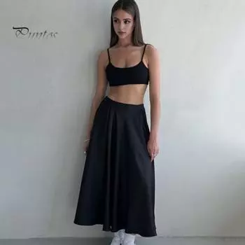 Женская макси-юбка шелковистое пятно, свободная эластичная высокая талия на молнии, трапециевидная форма, большие качели, плиссированные, однотонные, для свиданий, для путешествий, длинная юбка S хаки