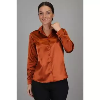 Женская медная рубашка из лайкры и атласа с длинным рукавом, одежда для отдыха, высококачественная рубашка