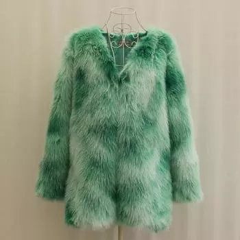 Женская меховая куртка из искусственной овечьей шерсти, средняя и длинная, пальто из мытой лисьей шерсти, длинные рукава, большой размер, верх из плавающей шерсти S