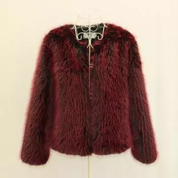Женская меховая куртка повседневная осень и зима новая версия из цельной кожи имитация лисьего меха круглый вырез короткая куртка утолщенная большой размер S фуксия