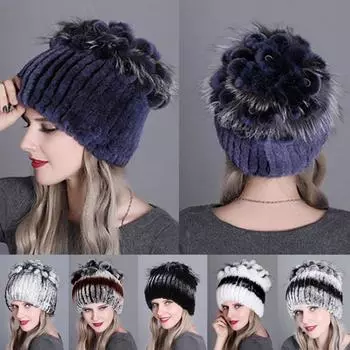 Женская меховая шапка, теплая и утолщенная, вязаная, семь цветов, шерсть кролика-выдры, новая вязаная шапка, осень и зима, много стилей