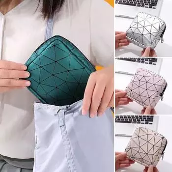 Женская менструальная накладка, сумка с геометрическим принтом, водонепроницаемая, портативная, тампон для наушников, ключи, косметичка, кошелек для монет, женский мини-кошелек темно-зеленого