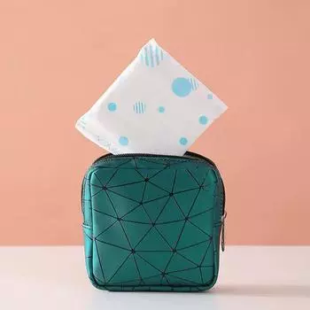 Женская менструальная подушечка, геометрический водонепроницаемый тампон, портативные наушники с принтом ключей, косметическая сумка для хранения темно-зеленого