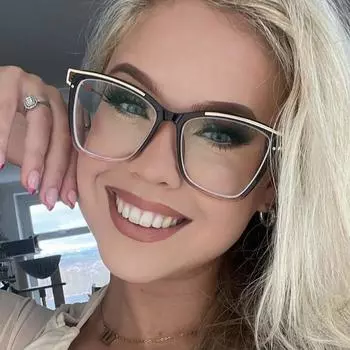 Женская металлическая большая оправа для очков TR90, модная индивидуальная однотонная оправа для макияжа, анти-синий свет, очки