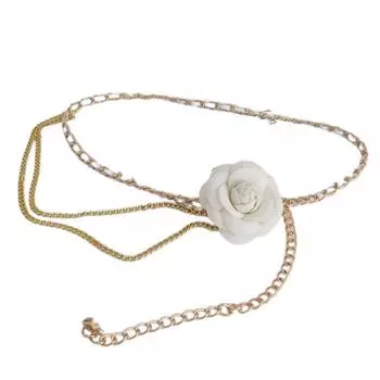 Женская металлическая цепочка на талию с цветами камелии, женские тонкие платья, брюки, украшения, ремни для девочек, роскошная цепочка на талию чёрный