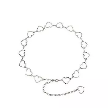 Женская металлическая цепочка на талию в форме сердца, универсальная персонализированная цепочка в форме сердца, женские брюки B C6C8 silver-onesize