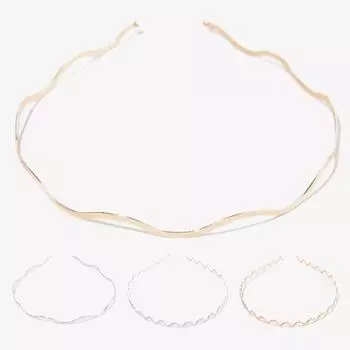 Женская металлическая повязка на голову с геометрической формой волны, обруч для волос, нескользящая эластичная повязка для волос с челкой, аксессуары для волос