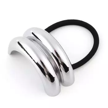 - Женская металлическая резинка для волос с двойной аркой, резинка для волос с конским хвостом, манжета для волос (Серебряный)