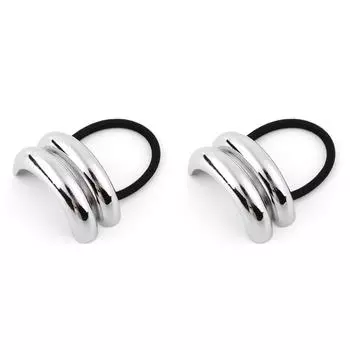 Женская металлическая резинка для волос с двойной аркой, резинка для волос с хвостиком, манжета для волос с хвостиком (Серебряный)