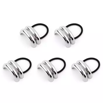 Женская металлическая резинка для волос с двойной аркой, резинка для волос с хвостиком, манжета для волос с хвостиком (Серебряный)