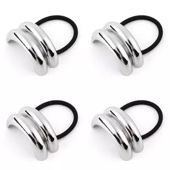 Женская металлическая резинка для волос с двойной аркой, резинка для волос с хвостиком, манжета для волос с хвостиком (Серебряный)