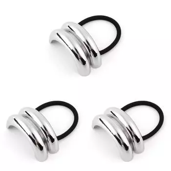 Женская металлическая резинка для волос с двойной аркой, резинка для волос с хвостиком, манжета для волос с хвостиком (Серебряный)