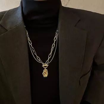 Женская милая подарочная цепочка для свитера, винтажная цепочка с подвеской, модная цепочка, ожерелье, 2023, ювелирное изделие, подарок золотой