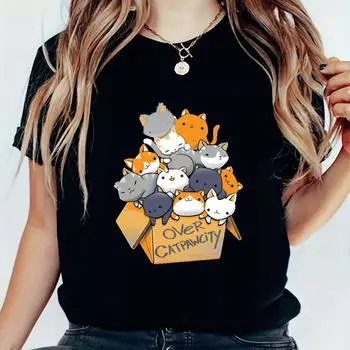 Женская милая стильная летняя одежда с принтом, забавная универсальная футболка с рисунком, модная повседневная футболка с коротким рукавом