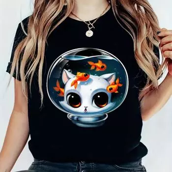 Женская милая стильная летняя одежда с принтом, забавная универсальная футболка с рисунком, модная повседневная футболка с коротким рукавом