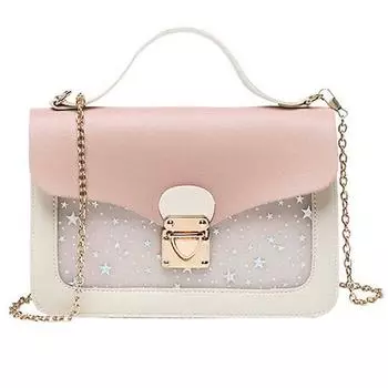 Женская мини-маленькая квадратная сумка на плечо, модная сумка через плечо с блестками и звездами, кошелек, сумки, мешок One Size розовый