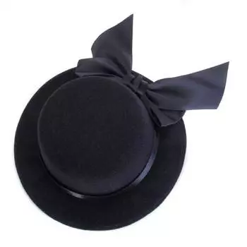 Женская мини-шляпка-вуаль в стиле бурлеск с бантом чёрный