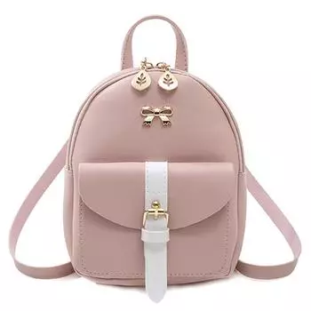 Женская мини-сумка через плечо, модный маленький рюкзак с отверстием для наушников розовый