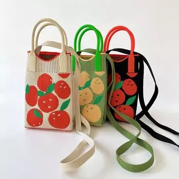 Женская мини-сумка через плечо Niche Design оранжевого цвета с плетением - универсальный кошелек для мобильного телефона и монет чёрный