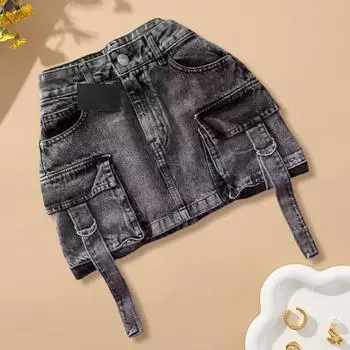 Женская мини-юбка А-силуэта с высокой талией, однотонный дизайн, короткая юбка с подкладкой, ретро-юбка в готическом стиле, повседневная одежда S чёрный