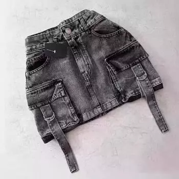 Женская мини-юбка А-силуэта с высокой талией, однотонный дизайн, короткая юбка с подкладкой, ретро-юбка в готическом стиле, повседневная одежда S чёрный